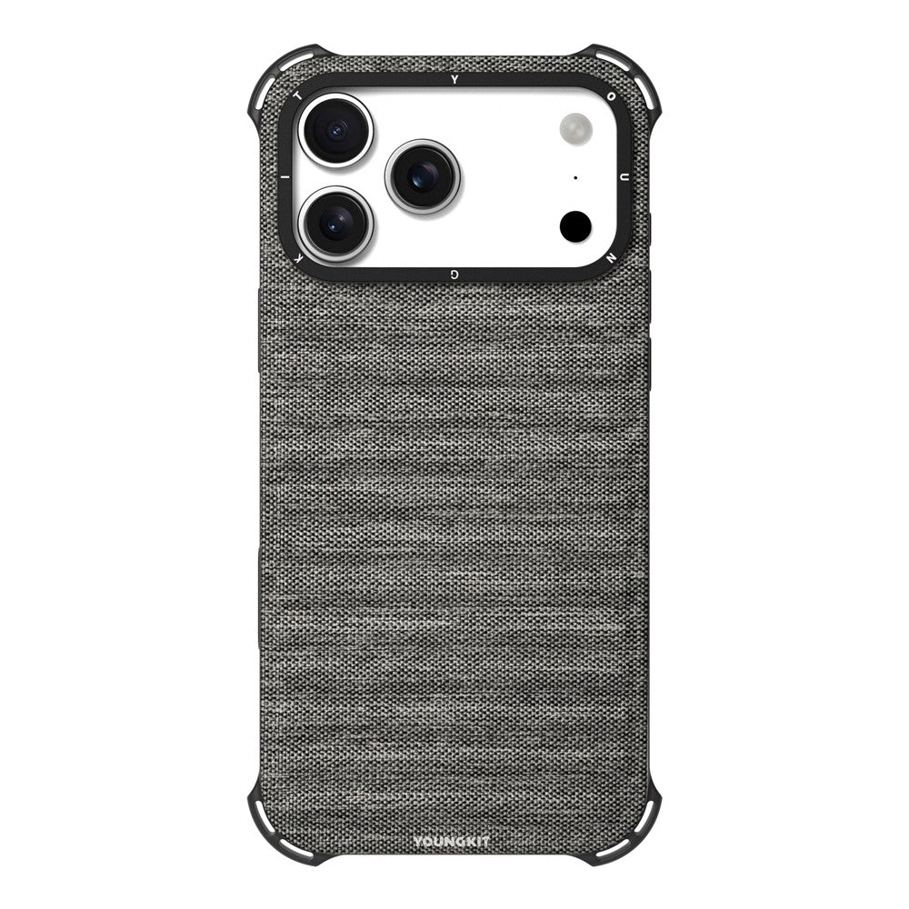 YOUNGKIT-For-iPhone-17-Pro-Max-Magnetic-Case-Jeans-Cloth-Texture-TPU-Canvas-Phone-Back-Cover-Grey