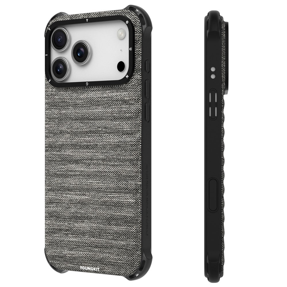 YOUNGKIT-For-iPhone-17-Pro-Max-Magnetic-Case-Jeans-Cloth-Texture-TPU-Canvas-Phone-Back-Cover-Grey
