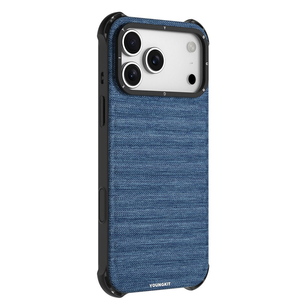 YOUNGKIT-For-iPhone-17-Pro-Max-Magnetic-Case-Jeans-Cloth-Texture-TPU-Canvas-Phone-Back-Cover-Blue