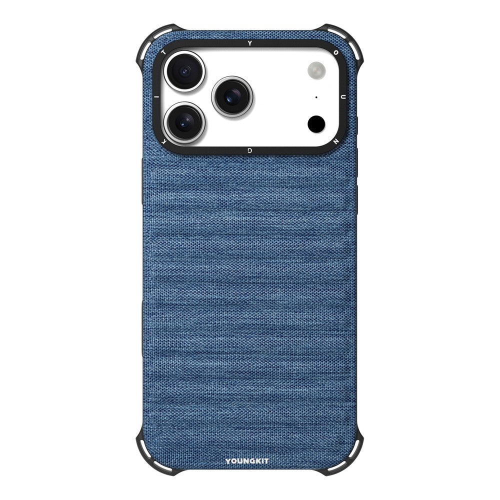 YOUNGKIT-For-iPhone-17-Pro-Max-Magnetic-Case-Jeans-Cloth-Texture-TPU-Canvas-Phone-Back-Cover-Blue