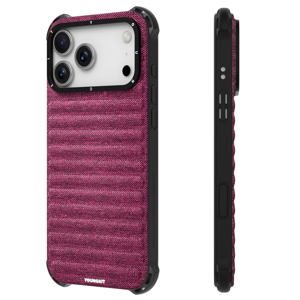 YOUNGKIT-For-iPhone-17-Pro-Max-Magnetic-Case-Jeans-Cloth-Texture-TPU-Canvas-Phone-Back-Cover-Brown