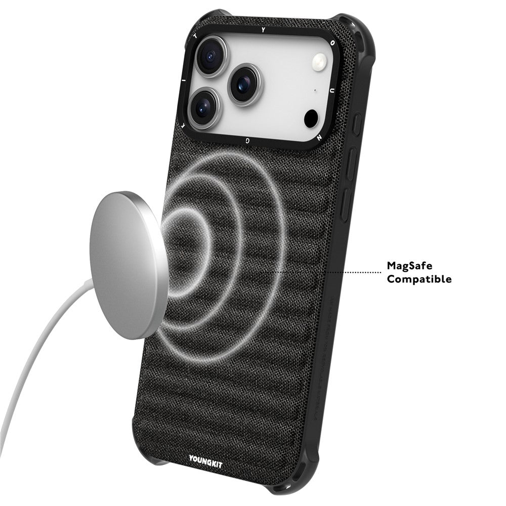 YOUNGKIT-For-iPhone-17-Pro-Max-Magnetic-Case-Jeans-Cloth-Texture-TPU-Canvas-Phone-Back-Cover-Brown