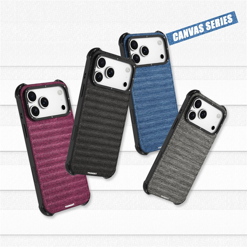 YOUNGKIT-For-iPhone-17-Pro-Max-Magnetic-Case-Jeans-Cloth-Texture-TPU-Canvas-Phone-Back-Cover-Brown