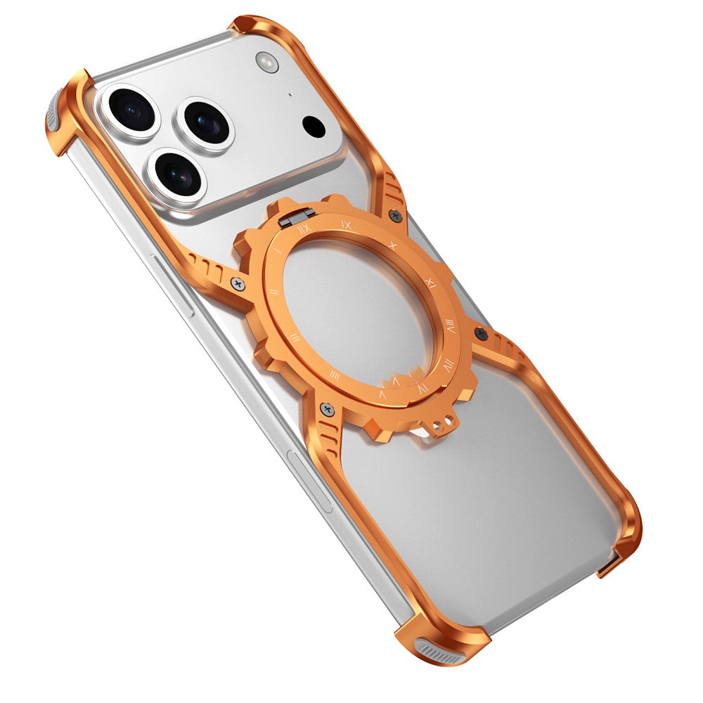 For-iPhone-17-Pro-Max-Magnetic-Case-Luminous-Kickstand-Aluminum-Alloy-X-Shape-Bumper-Phone-Cover-Orange