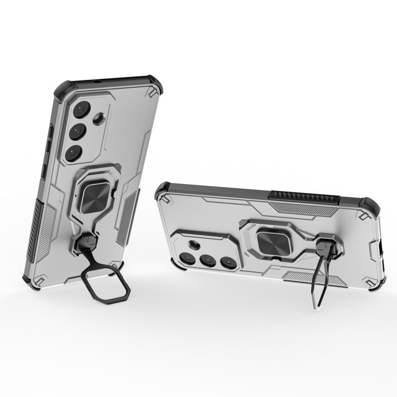 For-Samsung-Galaxy-S25-FE-Phone-Case-WANLONFENG-PC-TPU-Back-Cover-Kickstand-with-Tempered-Glass-Grey