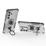 For-Samsung-Galaxy-S25-FE-Phone-Case-WANLONFENG-PC-TPU-Back-Cover-Kickstand-with-Tempered-Glass-Grey