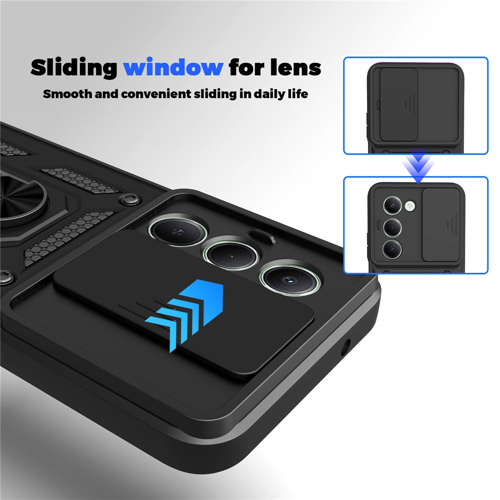 For-Xiaomi-Redmi-15-4G-(EU)-(171mm)-Case-with-Slide-Camera-Lid-PC-+-TPU-Kickstand-Phone-Cover-Black