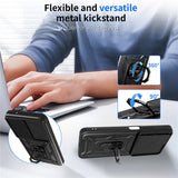 For-Xiaomi-Redmi-15-4G-(EU)-(171mm)-Case-with-Slide-Camera-Lid-PC-+-TPU-Kickstand-Phone-Cover-Black