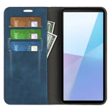 For-Sony-Xperia-10-VII-Case-Skin-Touch-Leather-Wallet-Phone-Cover-Blue