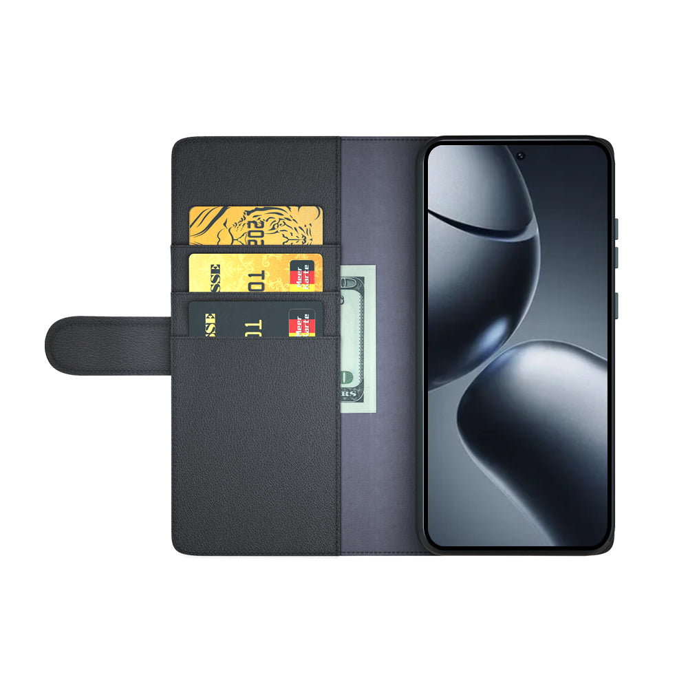 For-Xiaomi-15T-Pro-Case-Genuine-Split-Leather-Phone-Cover-Wallet-Card-Slot-Black