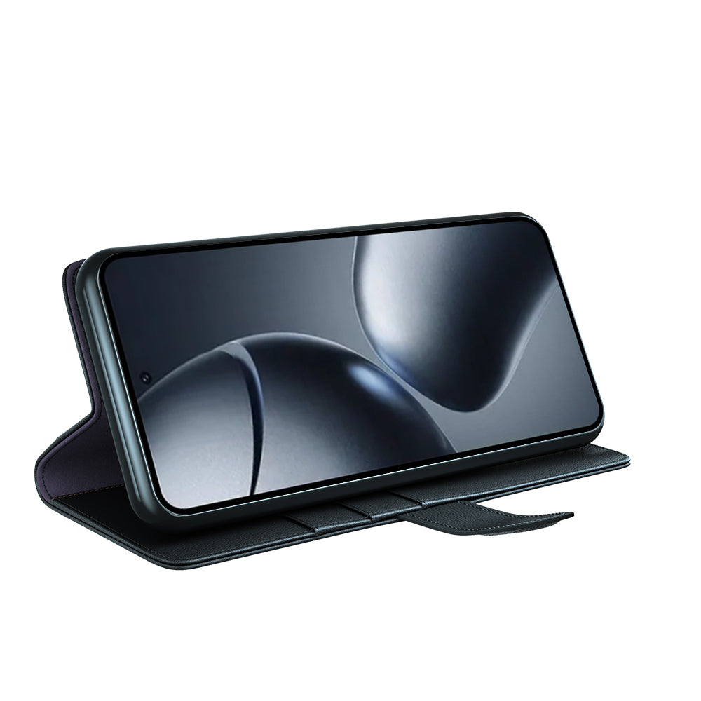 For-Xiaomi-15T-Pro-Case-Genuine-Split-Leather-Phone-Cover-Wallet-Card-Slot-Black