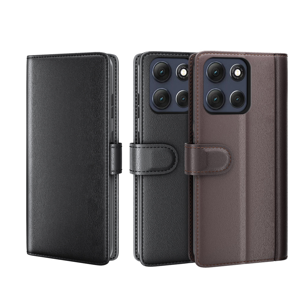 For-Motorola-Moto-G86-5G-Case-Genuine-Split-Leather-Phone-Cover-Wallet-Card-Slot-Black
