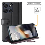 For-Motorola-Moto-G56-5G-Case-Genuine-Split-Leather-Phone-Cover-Wallet-Card-Slot-Black