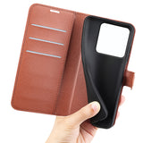 For-Xiaomi-15T-Case-Litchi-Texture-Shockproof-Leather-Wallet-Phone-Cover-Brown