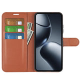 For-Xiaomi-15T-Case-Litchi-Texture-Shockproof-Leather-Wallet-Phone-Cover-Brown