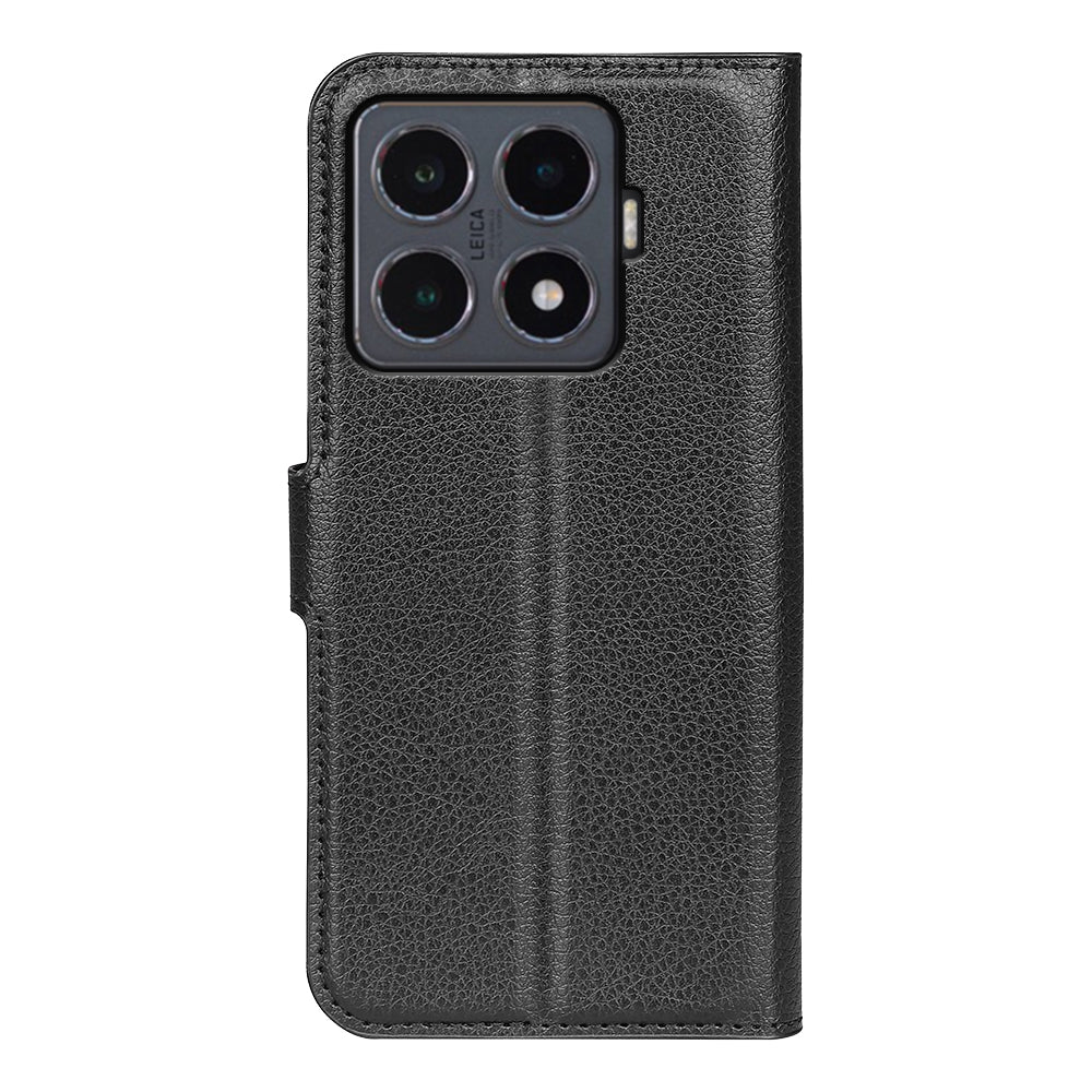 For-Xiaomi-15T-Pro-Case-Litchi-Texture-Shockproof-Leather-Wallet-Phone-Cover-Black