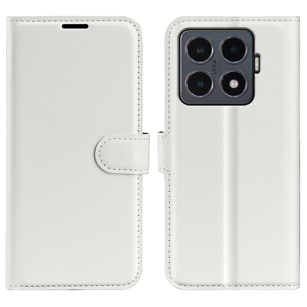 For-Xiaomi-15T-Pro-Case-Litchi-Texture-Shockproof-Leather-Wallet-Phone-Cover-White