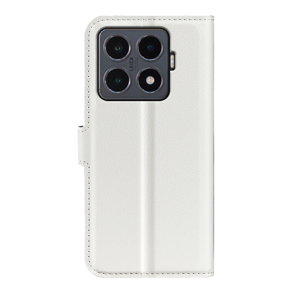 For-Xiaomi-15T-Pro-Case-Litchi-Texture-Shockproof-Leather-Wallet-Phone-Cover-White