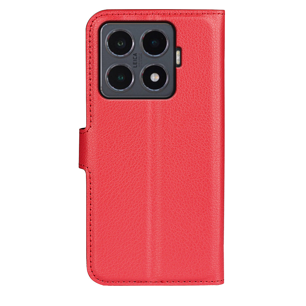 For-Xiaomi-15T-Pro-Case-Litchi-Texture-Shockproof-Leather-Wallet-Phone-Cover-Red