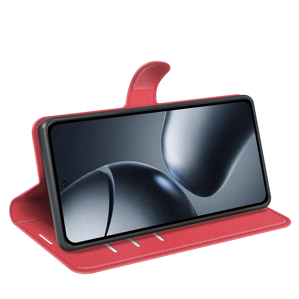 For-Xiaomi-15T-Pro-Case-Litchi-Texture-Shockproof-Leather-Wallet-Phone-Cover-Red