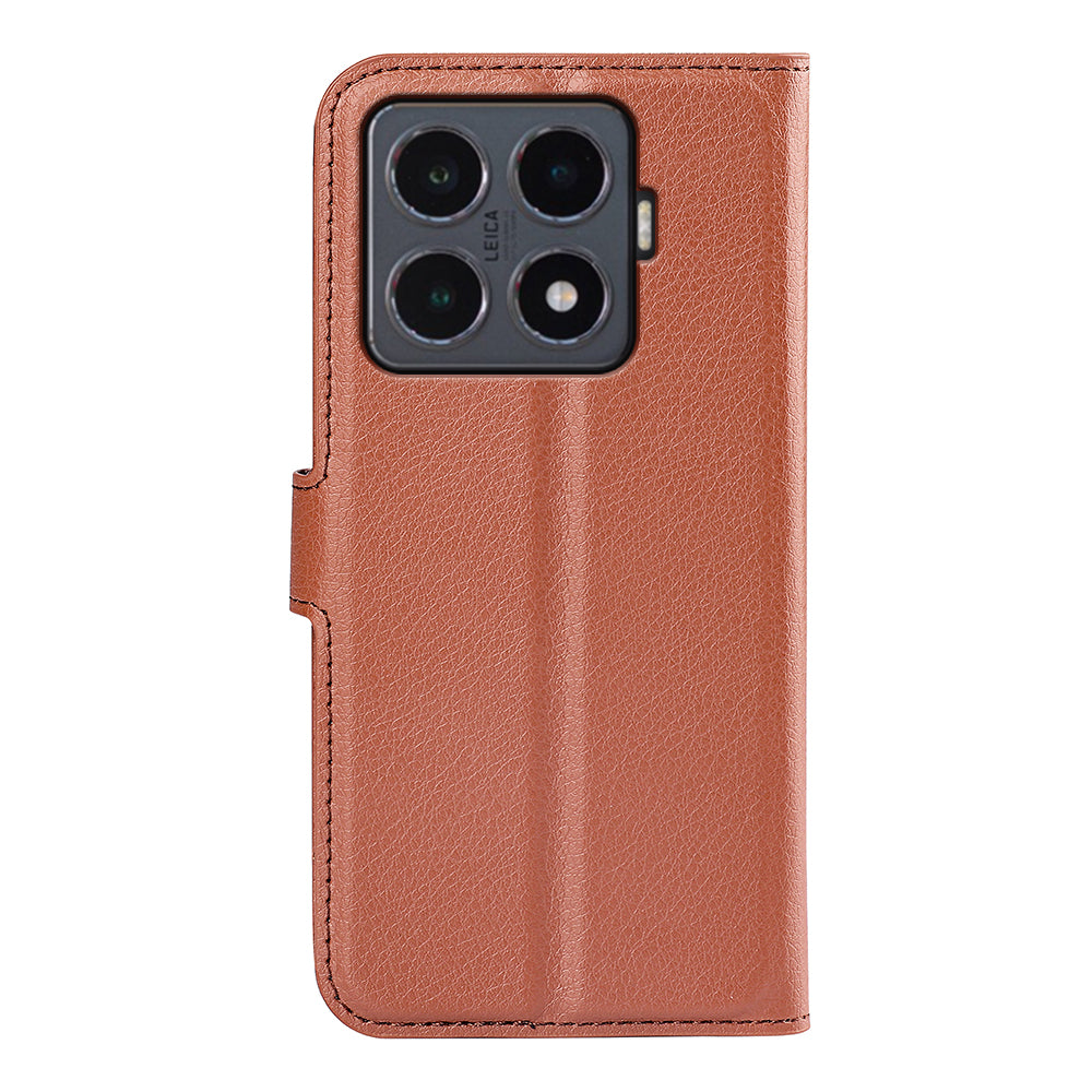For-Xiaomi-15T-Pro-Case-Litchi-Texture-Shockproof-Leather-Wallet-Phone-Cover-Brown