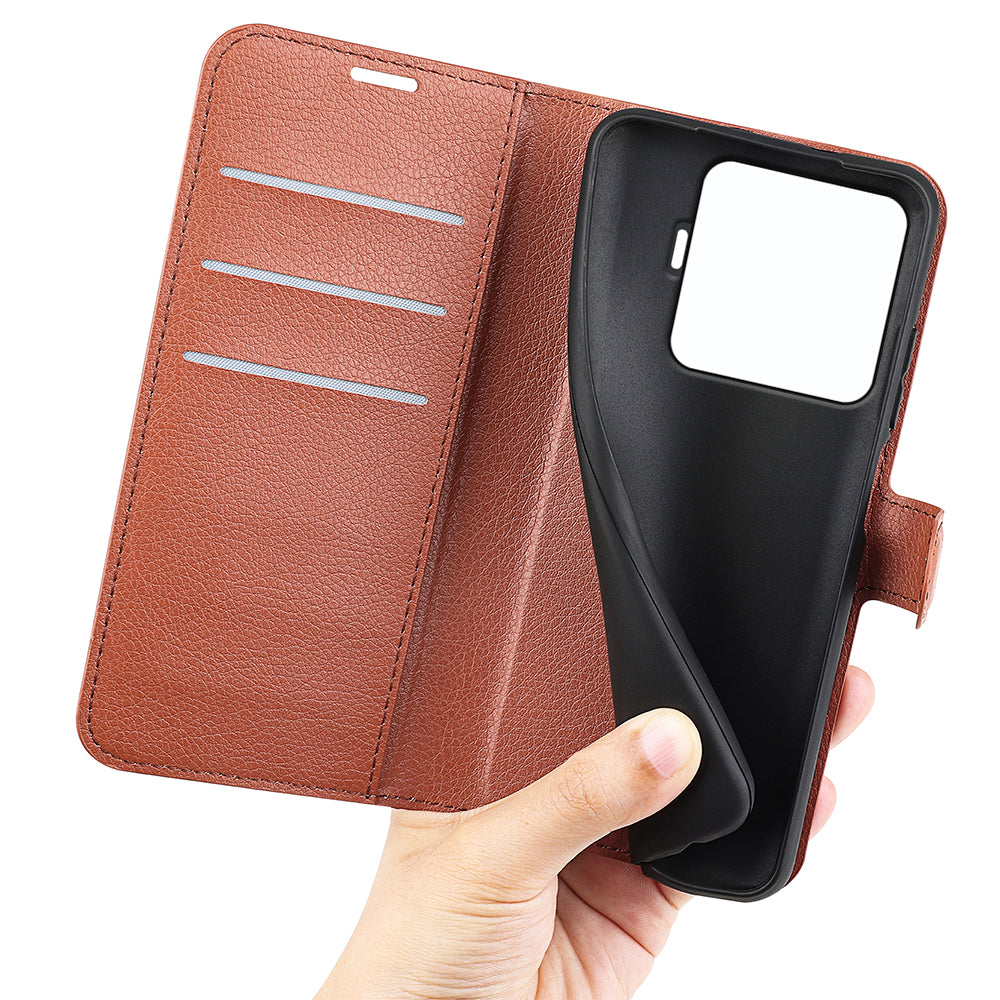 For-Xiaomi-15T-Pro-Case-Litchi-Texture-Shockproof-Leather-Wallet-Phone-Cover-Brown