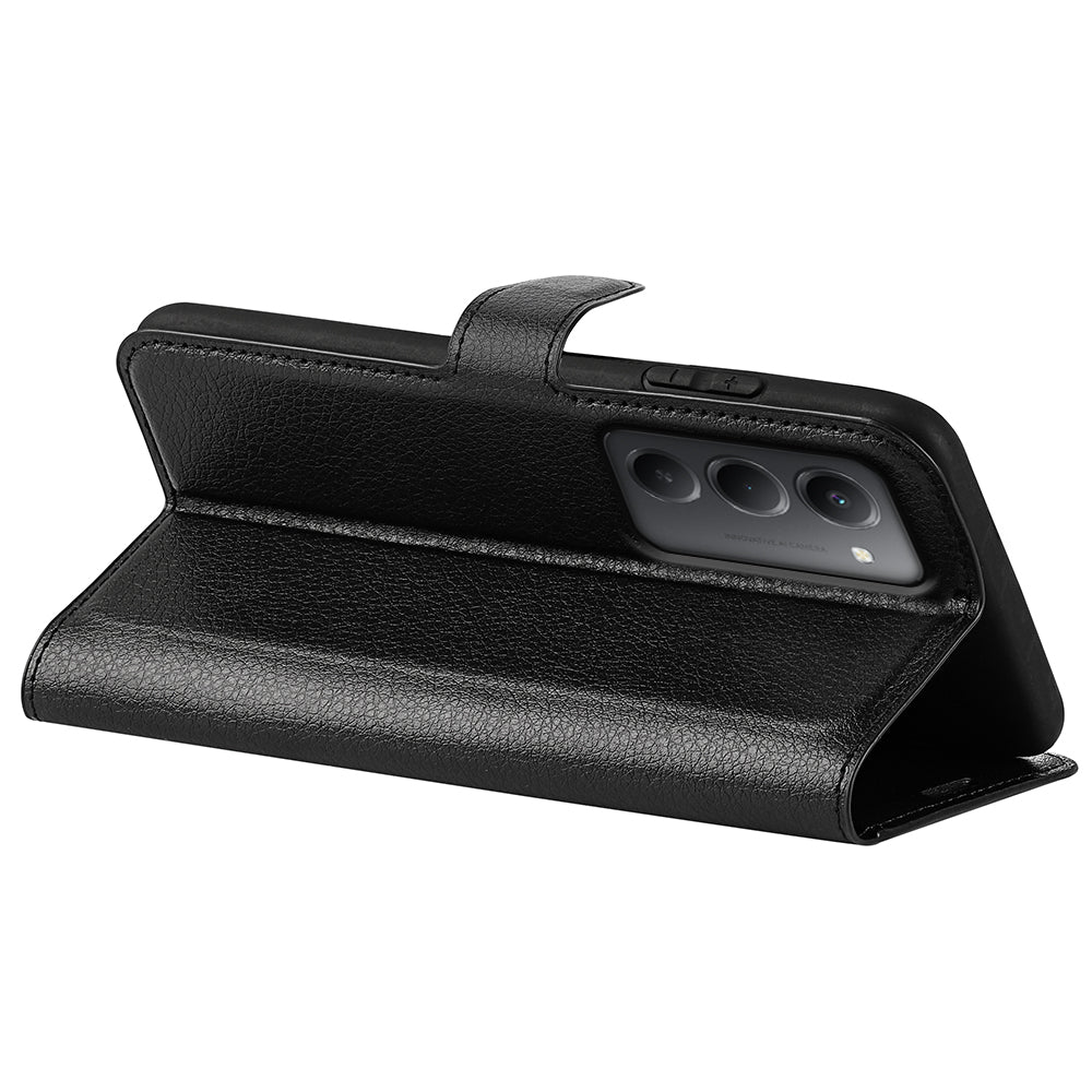 For-Xiaomi-Redmi-15-5G-(EU)-(171mm)-/-Xiaomi-Redmi-15-4G-(EU)-(171mm)-Case-Litchi-Texture-Shockproof-Leather-Wallet-Phone-Cover-Black