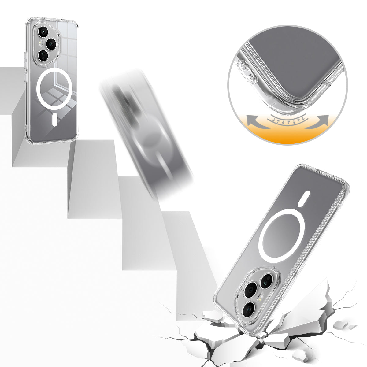 For-Honor-400-Pro-5G-(Global)-Clear-Phone-Case-Compatible-with-MagSafe-TPU+Acrylic-Back-Cover-Clear