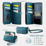 For-Samsung-Galaxy-S25-FE-Case-CASEME-C39-RFID-Blocking-Zipper-Wallet-Stand-Leather-Cover-with-Strap-Green