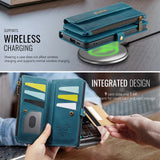 For-Samsung-Galaxy-S25-FE-Case-CASEME-C39-RFID-Blocking-Zipper-Wallet-Stand-Leather-Cover-with-Strap-Green