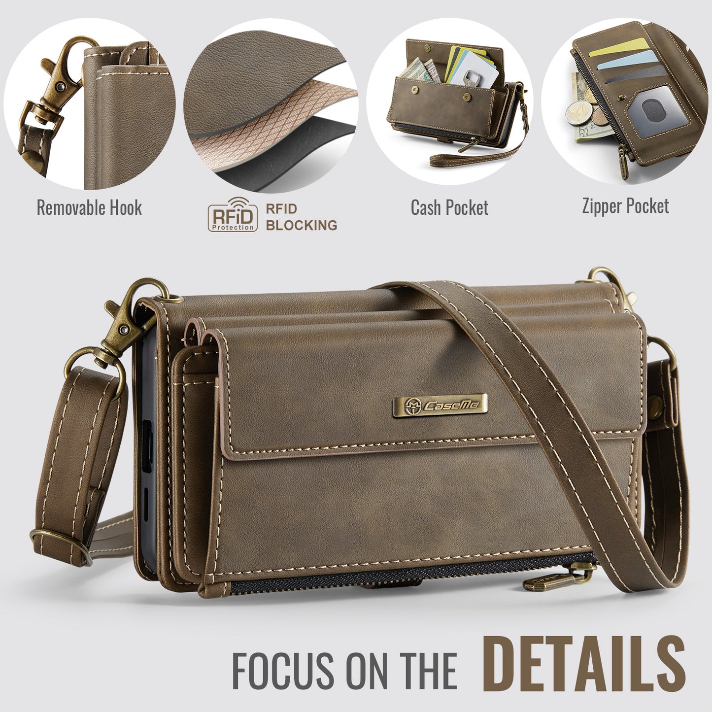 For-Samsung-Galaxy-S25-FE-Case-CASEME-C39-RFID-Blocking-Zipper-Wallet-Stand-Leather-Cover-with-Strap-Brown