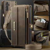 For-Samsung-Galaxy-S25-FE-Case-CASEME-C39-RFID-Blocking-Zipper-Wallet-Stand-Leather-Cover-with-Strap-Brown