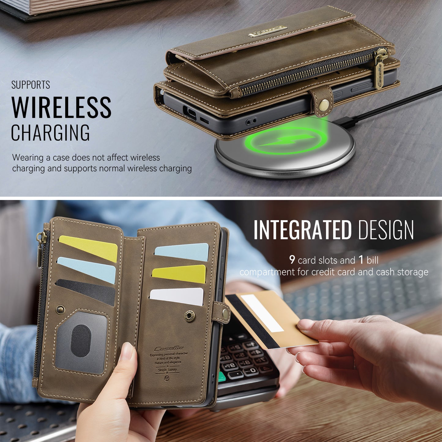 For-Samsung-Galaxy-S25-FE-Case-CASEME-C39-RFID-Blocking-Zipper-Wallet-Stand-Leather-Cover-with-Strap-Brown