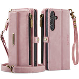 For-Samsung-Galaxy-S25-FE-Case-CASEME-C39-RFID-Blocking-Zipper-Wallet-Stand-Leather-Cover-with-Strap-Pink