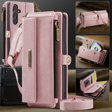 For-Samsung-Galaxy-S25-FE-Case-CASEME-C39-RFID-Blocking-Zipper-Wallet-Stand-Leather-Cover-with-Strap-Pink