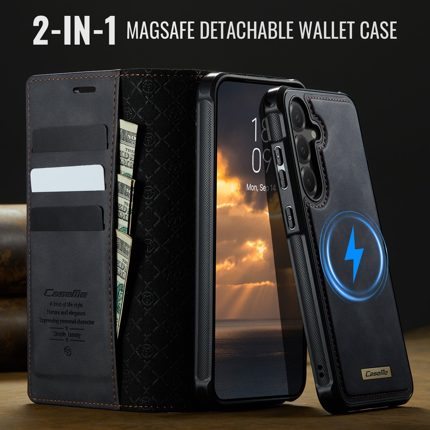 For-Samsung-Galaxy-S25-FE-Case-CASEME-C49-Compatible-with-MagSafe-RFID-Blocking-Detachable-Wallet-Leather-Phone-Cover-Black