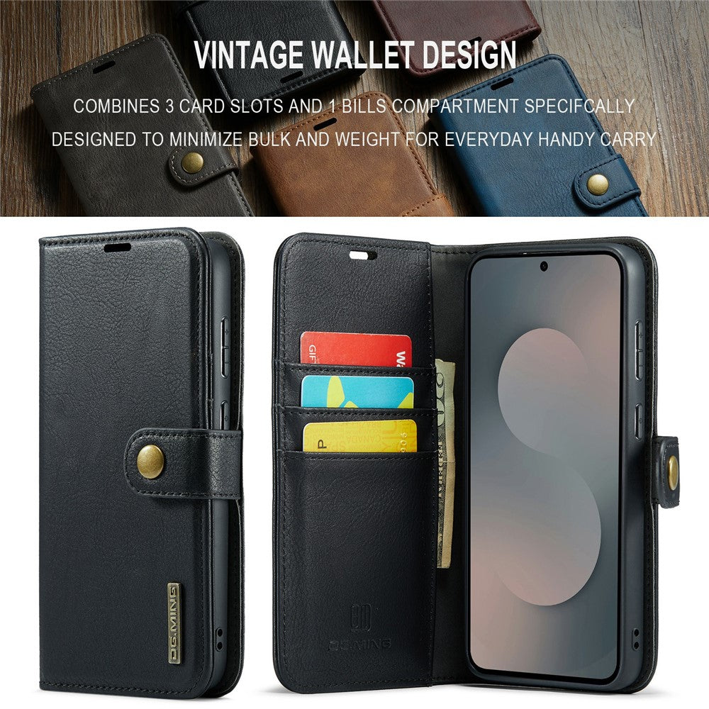 DG.MING-for-Samsung-Galaxy-S25-FE-Case-Detachable-Split-Leather-Phone-Cover-Black