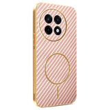 For-OnePlus-Ace-5-5G-/-5-Pro-5G-/-13R-5G-Phone-Case-Carbon-Fiber-Textured-Electroplated-TPU-Back-Cover-Pink