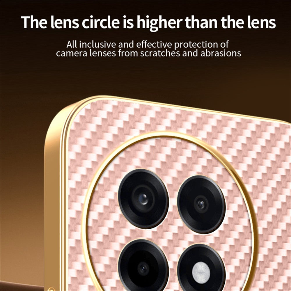 For-OnePlus-Ace-5-5G-/-5-Pro-5G-/-13R-5G-Phone-Case-Carbon-Fiber-Textured-Electroplated-TPU-Back-Cover-Pink