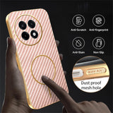 For-OnePlus-Ace-5-5G-/-5-Pro-5G-/-13R-5G-Phone-Case-Carbon-Fiber-Textured-Electroplated-TPU-Back-Cover-Pink