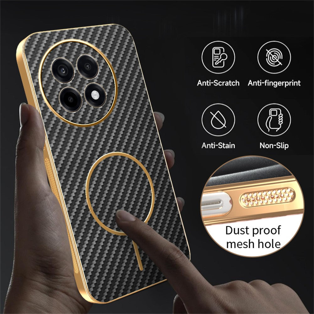 For-OnePlus-Ace-5-5G-/-5-Pro-5G-/-13R-5G-Phone-Case-Carbon-Fiber-Textured-Electroplated-TPU-Back-Cover-Black