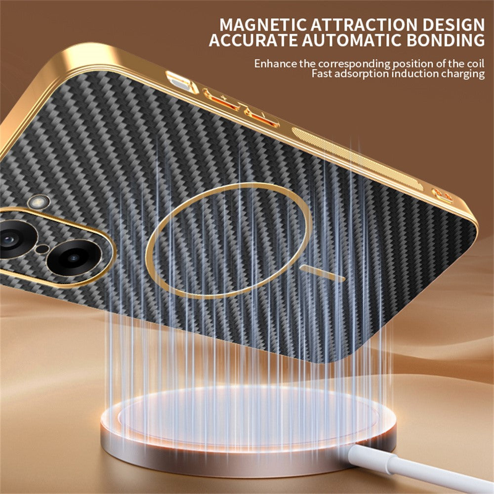 For-OnePlus-Ace-5-Racing-5G-/-Nord-CE5-5G-Phone-Case-Carbon-Fiber-Textured-Electroplated-TPU-Back-Cover-Black