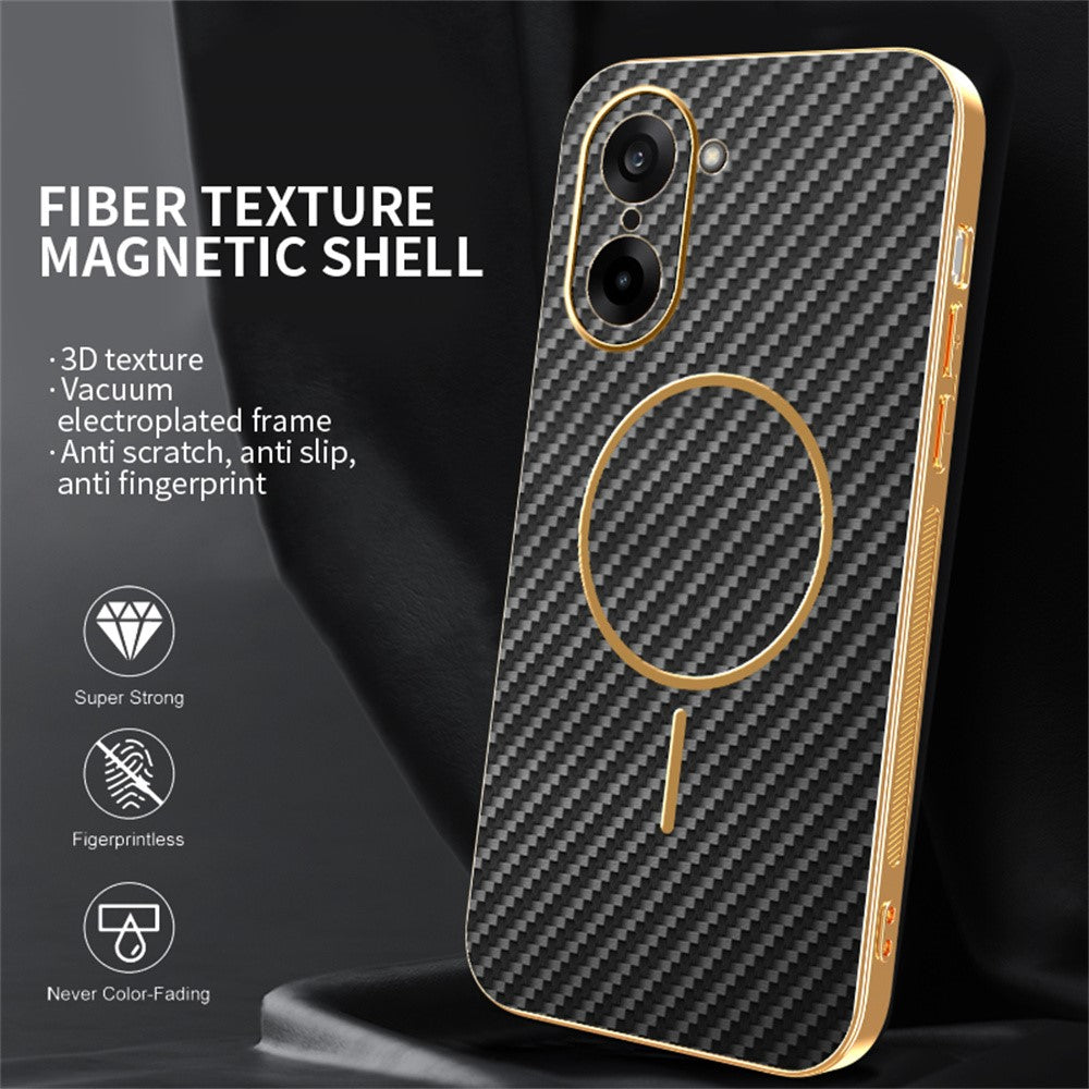 For-OnePlus-Ace-5-Racing-5G-/-Nord-CE5-5G-Phone-Case-Carbon-Fiber-Textured-Electroplated-TPU-Back-Cover-Black