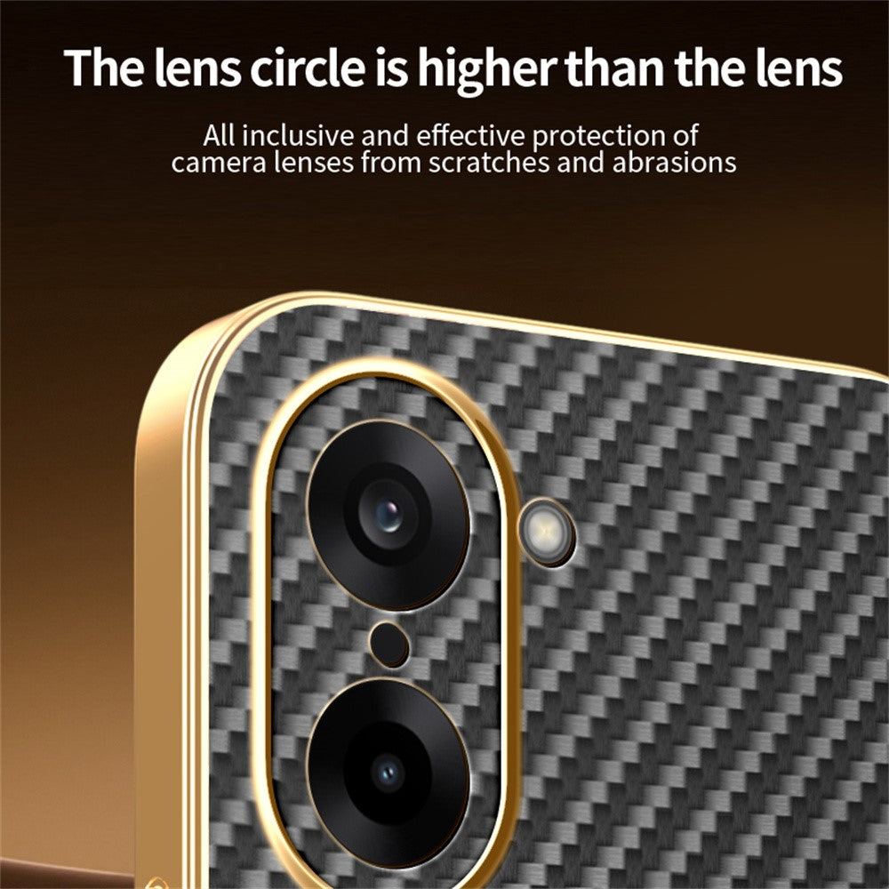 For-OnePlus-Ace-5-Racing-5G-/-Nord-CE5-5G-Phone-Case-Carbon-Fiber-Textured-Electroplated-TPU-Back-Cover-Black