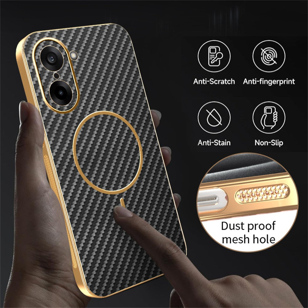 For-OnePlus-Ace-5-Racing-5G-/-Nord-CE5-5G-Phone-Case-Carbon-Fiber-Textured-Electroplated-TPU-Back-Cover-Black