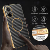 For-OnePlus-Ace-5-Racing-5G-/-Nord-CE5-5G-Phone-Case-Carbon-Fiber-Textured-Electroplated-TPU-Back-Cover-Black