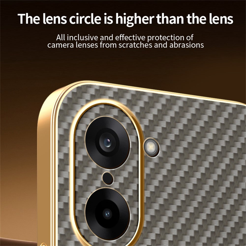 For-OnePlus-Ace-5-Racing-5G-/-Nord-CE5-5G-Phone-Case-Carbon-Fiber-Textured-Electroplated-TPU-Back-Cover-Coffee