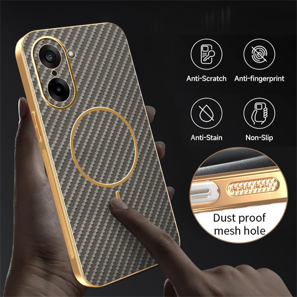 For-OnePlus-Ace-5-Racing-5G-/-Nord-CE5-5G-Phone-Case-Carbon-Fiber-Textured-Electroplated-TPU-Back-Cover-Coffee
