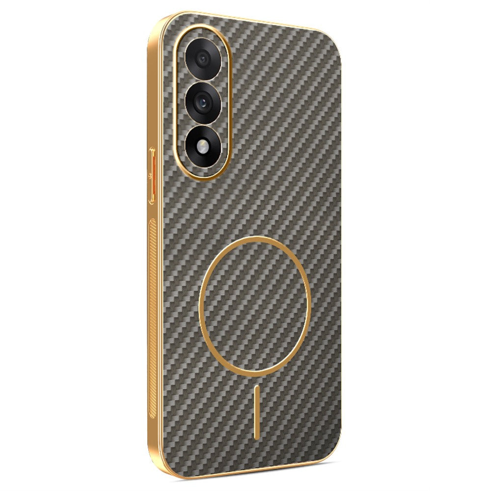 For-OnePlus-Ace-5-Ultra-5G-/-Nord-5-5G-Phone-Case-Carbon-Fiber-Textured-Electroplated-TPU-Back-Cover-Coffee