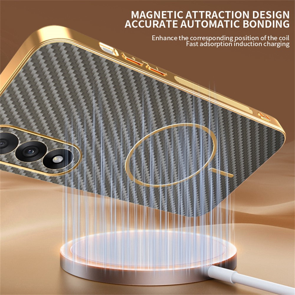 For-OnePlus-Ace-5-Ultra-5G-/-Nord-5-5G-Phone-Case-Carbon-Fiber-Textured-Electroplated-TPU-Back-Cover-Coffee